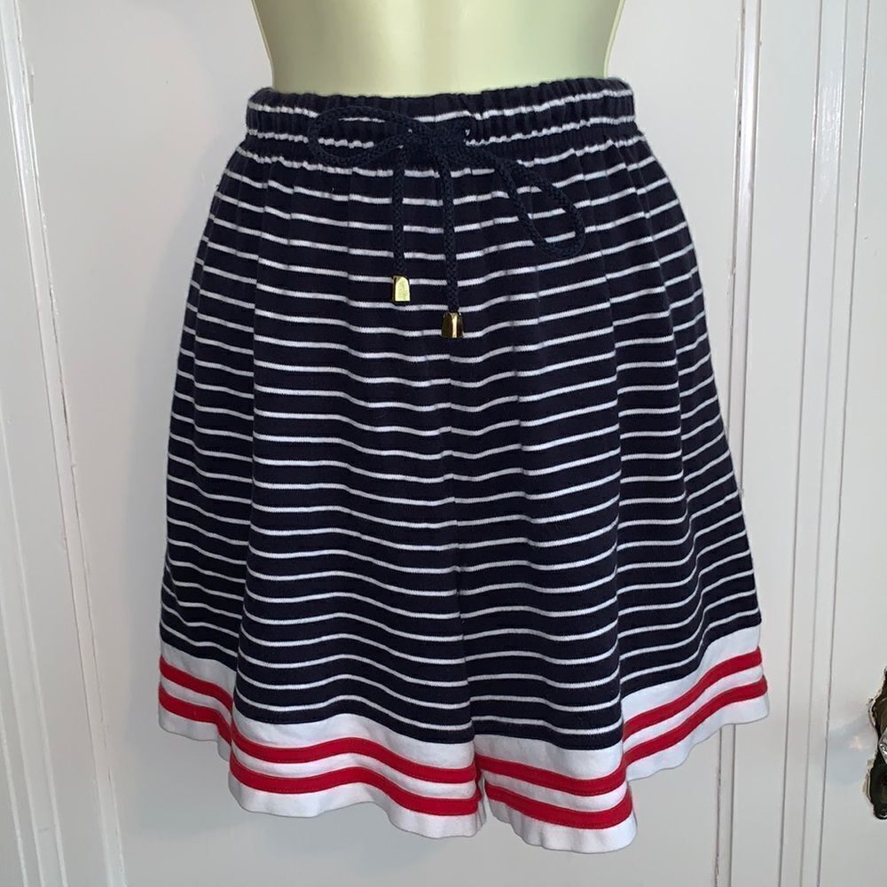 Vtg Liz &‎ Co blue,white & red striped knit shorts